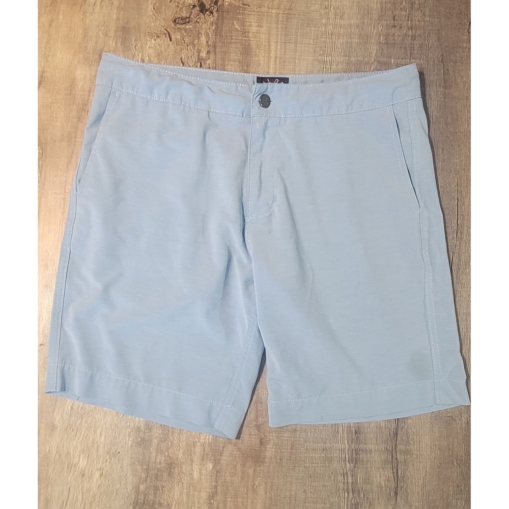 Faherty All Day Shorts Mens 33 Light Blue Hybrid Swim Trunks Stretch Quick Dry